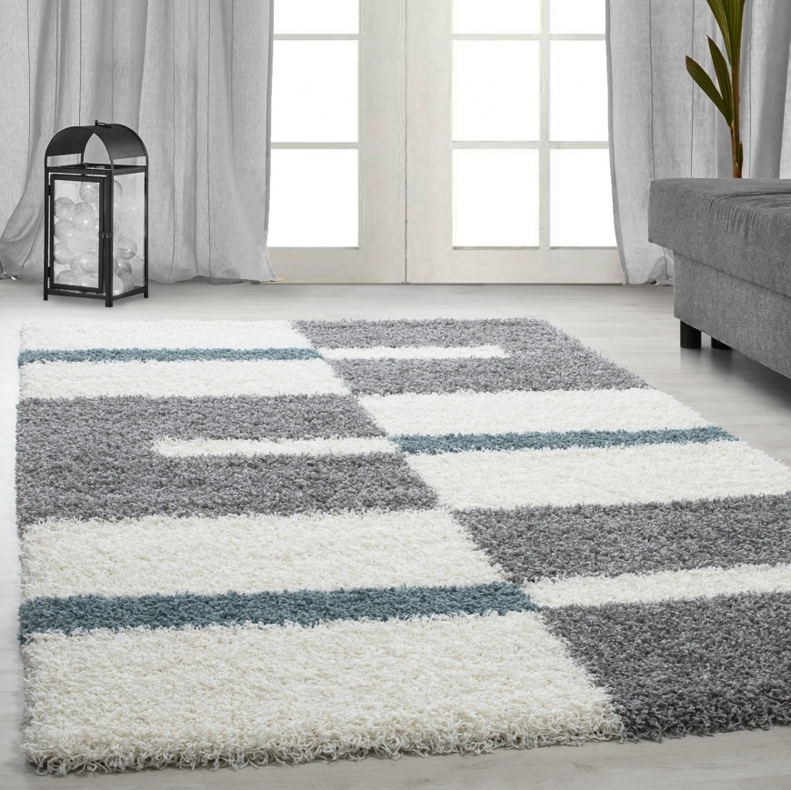 Gala Shaggy Modern Turquoise Rug